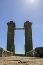 Vertical shot of Puente de las bolas, a bridge that leads to San Gabriel castle in Arrecife Royalty Free Stock Photo