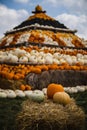 Vertical shot of a pumpkin pyramid Royalty Free Stock Photo