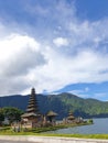 Vertical shot of the Pura Ulun Danu Bratan a major Hindu Shaivite temple in Bali, Indonesia Royalty Free Stock Photo