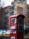 Vertical shot of a red mailbox in the streets of New York Royalty Free Stock Photo