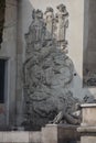 Vertical shot of the relief facade of the Palais de Tokyo by Alfred Janniot in Paris, France.