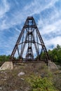 Vertical shot of the remains of the destroyed Kinzua Railroad Bridge after the tornado