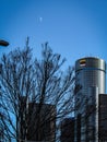 Vertical shot of Renaissance Center in Downtown Detroit, Michigan, United States Royalty Free Stock Photo