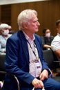 Vertical shot of Richard Dawkins a a conference about Dissent held in Koln, Germany