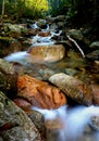 Vertical shot of a river flowing over rocks with long exposure Royalty Free Stock Photo