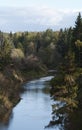 Vertical shot of a river surrounded by trees captured in Lavia Royalty Free Stock Photo