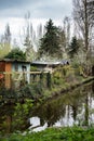 Vertical shot of riverside homes. Rotterdam. Netherlands Royalty Free Stock Photo