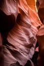 Vertical shot of rock formations in the Antelope Slot Canyon, Arizona Royalty Free Stock Photo