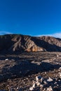 Vertical shot of the rocky volcanic landscape in the Volcan Poas National Park in the Alajuela province of Costa Rica Royalty Free Stock Photo