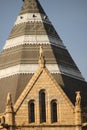 Vertical shot of rooftops of towers of the Natural History Museum in London Royalty Free Stock Photo