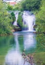 Vertical shot of Roski Slap waterfall in Zrmanja River, Croatia Royalty Free Stock Photo