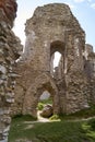 Vertical shot of ruins of Corfe castle