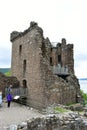 Vertical shot of the ruins of the Urquhart Castle