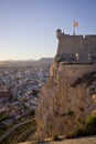 Vertical shot of the Santa Barbara Castle on Mount Benacantil in Alicante, Spain Royalty Free Stock Photo