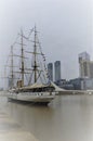 Vertical shot of Sarmiento Frigate Ship Museum in Buenos Aires