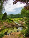 Vertical shot of a scenic landscape in Claude Monet garden with an Olympus digital camera Royalty Free Stock Photo