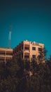 Vertical shot of School of Social Sciences and Humanities (S3H) building, NUST, Islamabad, Pakistan