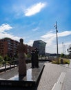 Vertical shot of the sculptures in front of the Edward Much Museum in Bjorvika, Oslo, Norway Royalty Free Stock Photo