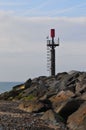 Vertical shot of Sea Palling Beach against a cloudy sky