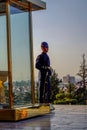 Vertical shot of a security guard on duty in front of the Anitkabir museum in Turkey Royalty Free Stock Photo