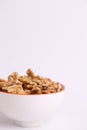 Vertical shot of shelled walnut bowl on white background Royalty Free Stock Photo
