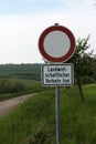 Vertical shot of signage that has the German words Landwirtschaftlicher Verkehr frei Royalty Free Stock Photo