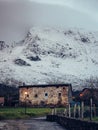 Vertical shot of the snowy mountain in Viscaya, Spain Royalty Free Stock Photo