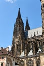 Vertical shot of the south facade of St. Vitus Cathedral in Prague Royalty Free Stock Photo