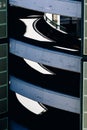 Vertical shot of a spiral ramp in a concrete parking garage Royalty Free Stock Photo