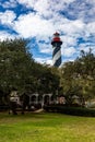 Vertical shot of St. Augustine Light Station in a green park in Florida Royalty Free Stock Photo