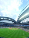 Vertical shot of a stadium during a baseball game