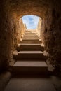 Vertical shot of the staircase of Tomb of the Kings in Cyprus Royalty Free Stock Photo