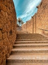 Vertical shot of a stairway found in the Park Guell of Barcelona, Spain Royalty Free Stock Photo