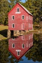 Vertical shot of a Starr's Mill reflection in water Royalty Free Stock Photo
