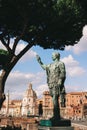 Vertical shot of a Statue of Emperor Marcus Nerva in Rome, Italy Royalty Free Stock Photo