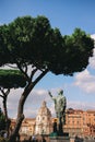 Vertical shot of a Statue of Emperor Marcus Nerva in Rome, Italy Royalty Free Stock Photo