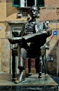 Vertical shot of a statue of Giacomo Puccini in Piazza Cittadella in the town of Lucca in Tuscany
