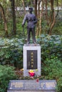 Vertical shot of the statue and monument of general Dai Anlan cemetery in Anhui Wuhu, China