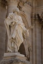 Vertical shot of the statue of Saint Paul in front of the Cathedral of Syracuse in Sicily, Italy Royalty Free Stock Photo