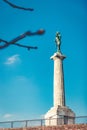 Vertical shot of the statue of Victory on Kalemegdan fortress in Belgrade