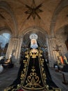 Vertical shot of the statue of the Virgin Mary in the Cathedral of Avila in Spain