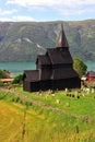 Vertical shot of stave church in Ornes village Royalty Free Stock Photo