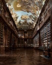 Vertical shot of Strahov Library. Philosophical Hall, Royal Canonry of Premonstratensians.