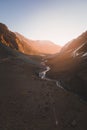 Vertical shot of a stream in Maipo Canyon, Metropolitan region, Chile Royalty Free Stock Photo