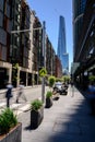 Vertical shot of a street with the view of Crown tower in Barangaroo arena, Sydney, Australia.