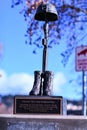 Vertical shot of the streets of Napa fallen not forgotten statue in the United States Royalty Free Stock Photo