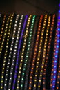 Vertical shot of stripes of illuminated colored LED lights Royalty Free Stock Photo