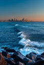 Vertical shot of the sunrise at Surfers Paradise, Gold Coast, Queensland, Australia Royalty Free Stock Photo