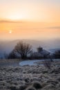 Vertical shot of Sunset on Mt. Nanos above St. Jerome church, Slovenia