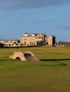 Vertical shot of Swilcan Bridge at the Old Course at St Andrews Links in Scotland. Royalty Free Stock Photo